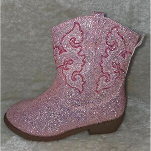 Cowboy Boots Blush Pink Sparkle Glitter Youth Size US 2 By Pawz NEW